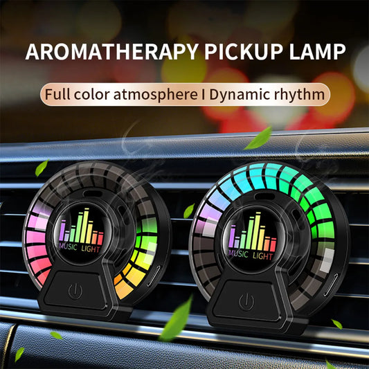 RGB LED Car Air Freshener – Sound Reactive Aromatherapy with Ocean & Floral Scents