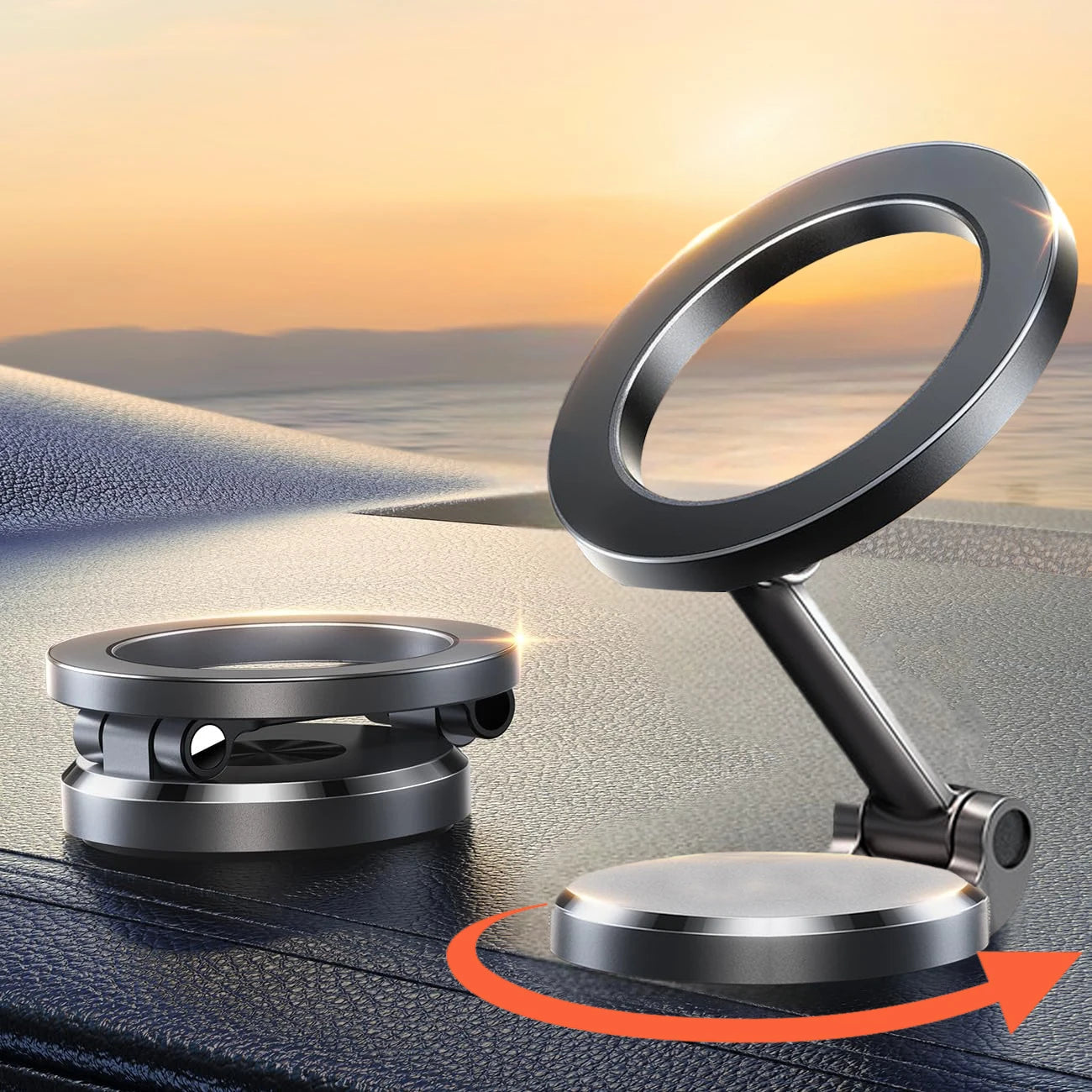 360° MagSafe Car Phone Holder – Foldable, Anti-Shake, Strong Suction Mount for Secure Navigation