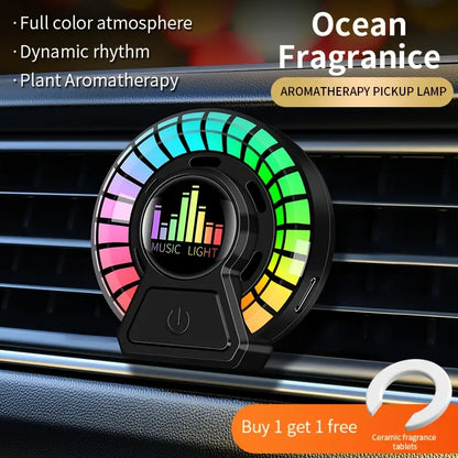 RGB LED Car Air Freshener – Sound Reactive Aromatherapy with Ocean & Floral Scents